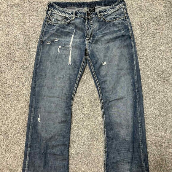 Men's Distressed Buffalo Jeans by David Bitton Size 36 & Inseam of 32" - Picture 1 of 8